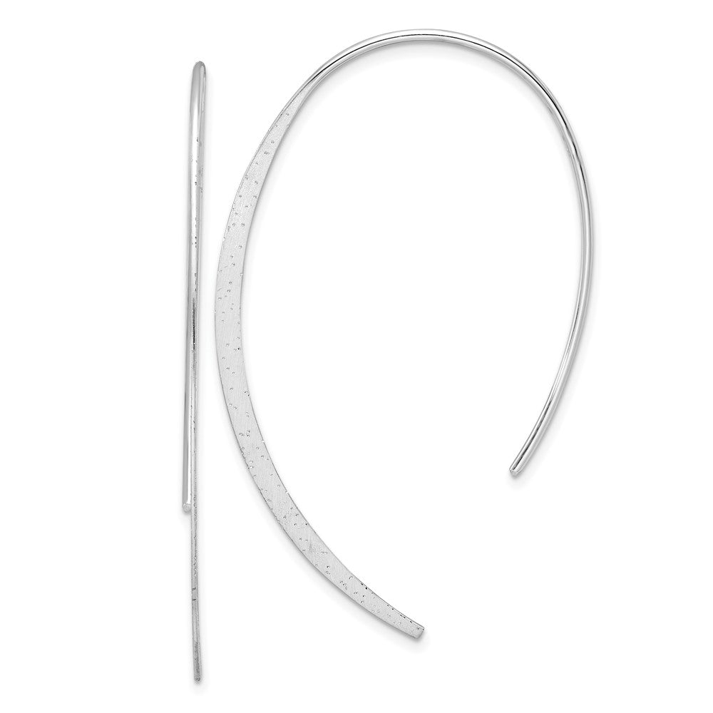 Sterling Silver Rhodium-Plated Brushed and Lasered Threader Earrings