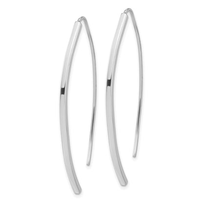 Sterling Silver Rhodium-Plated Polished Threader Bar Earrings