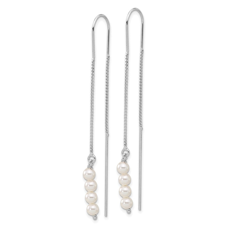 Sterling Silver Rhodium-Plated Freshwater Cultured Pearl Threader Earrings