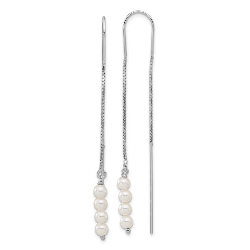 Sterling Silver Rhodium-Plated Freshwater Cultured Pearl Threader Earrings
