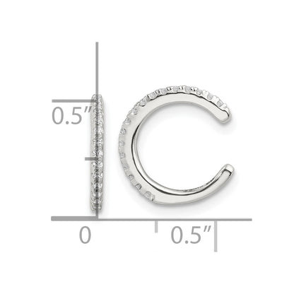 Sterling Silver E-Coating Polished CZ Pair of 2 Cuff Earrings