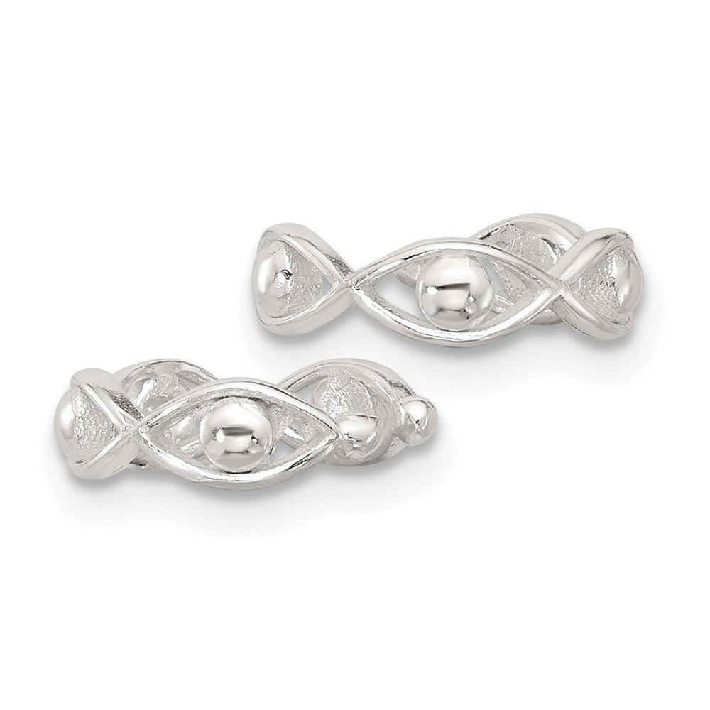 Sterling Silver E-Coating Polished Pair of 2 Cuff Earrings