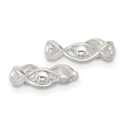 Sterling Silver E-Coating Polished Pair of 2 Cuff Earrings