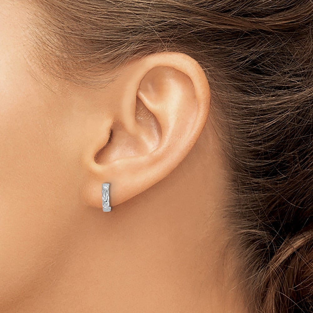 Sterling Silver Rh-Pltd Polished Criss-Cross Design Single Cuff Earring