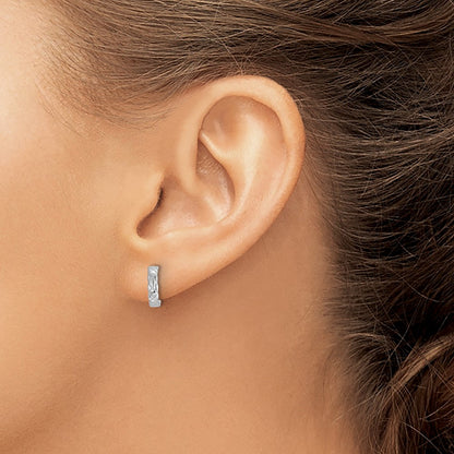 Sterling Silver Rh-Pltd Polished Criss-Cross Design Single Cuff Earring