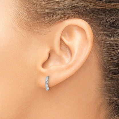 Sterling Silver Rhodium-Plated Polished Beaded Single Cuff Earring