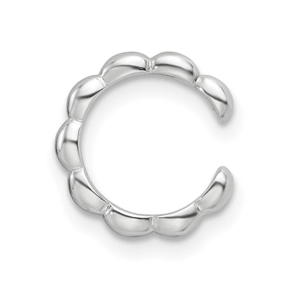 Sterling Silver Rhodium-Plated Polished Beaded Single Cuff Earring