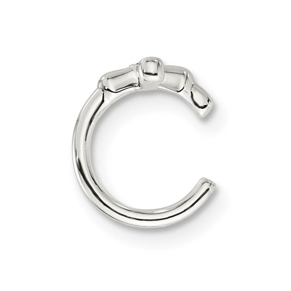 Sterling Silver E-Coated Polished CZ Cross Single Cuff Earring