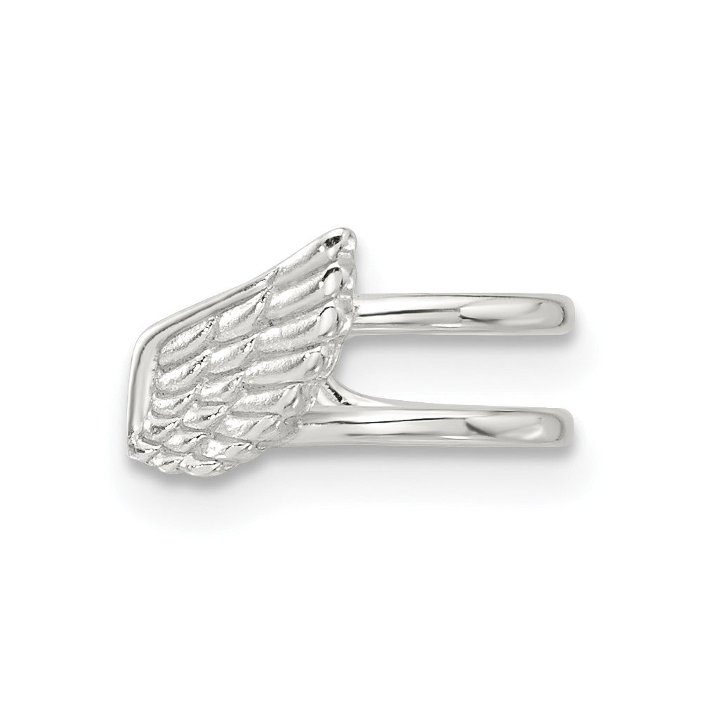 Sterling Silver E-Coated Polished & Textured Wing Single Cuff Earring