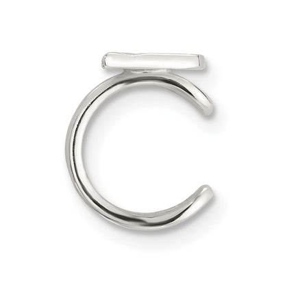 Sterling Silver E-Coated Polished & Textured Wing Single Cuff Earring