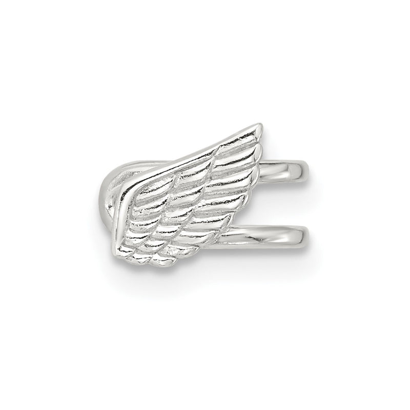 Sterling Silver E-Coated Polished & Textured Wing Single Cuff Earring