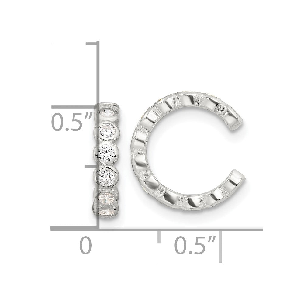 Sterling Silver E-Coating Polished CZ Bezel Pair of 2 Cuff Earrings