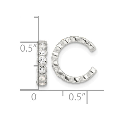 Sterling Silver E-Coating Polished CZ Bezel Pair of 2 Cuff Earrings