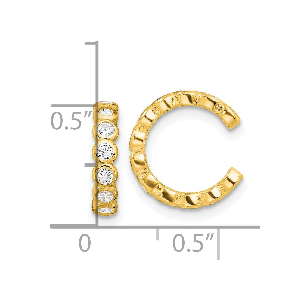 Sterling Silver Flash Gold-Pltd Polished CZ Bezel Pair of 2 Cuff Earrings