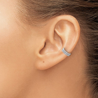 Sterling Silver Rhodium Plated Polished Two Row CZ Pair of 2 Cuff Earrings