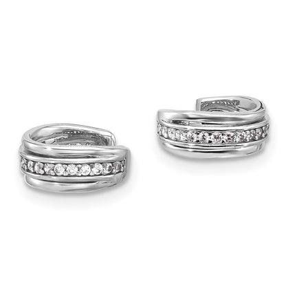 Sterling Silver Rhodium-Plated Polished CZ Pair of 2 Cuff Earrings