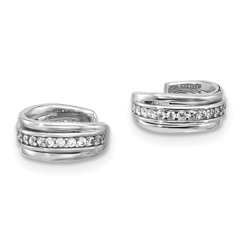 Sterling Silver Rhodium-Plated Polished CZ Pair of 2 Cuff Earrings
