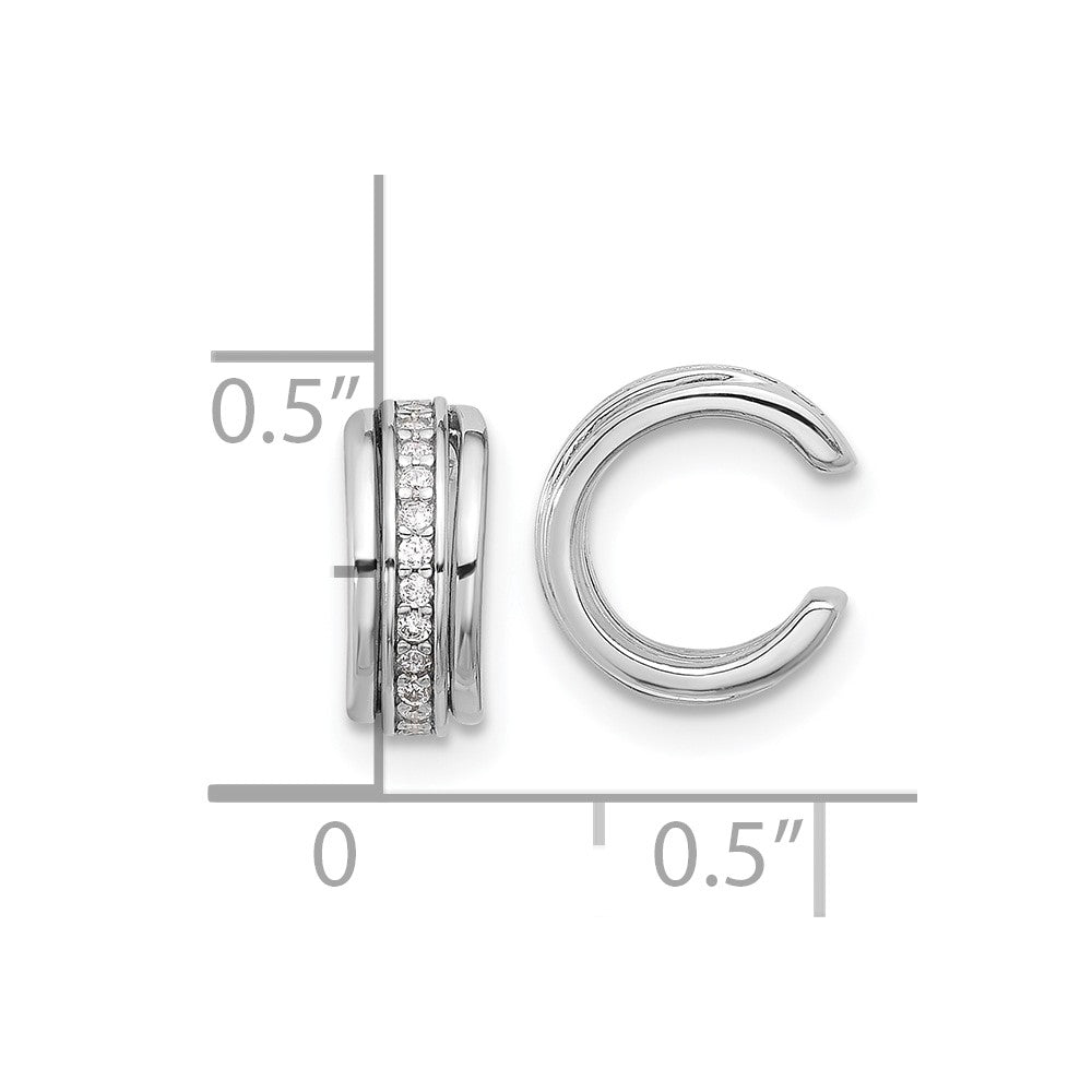 Sterling Silver Rhodium-Plated Polished CZ Pair of 2 Cuff Earrings