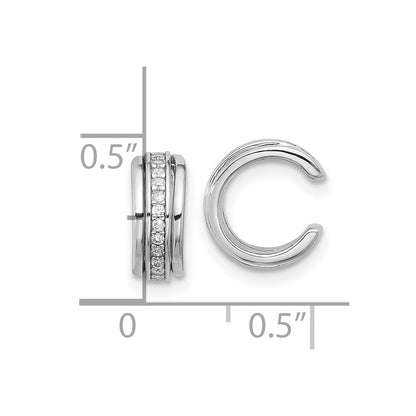 Sterling Silver Rhodium-Plated Polished CZ Pair of 2 Cuff Earrings