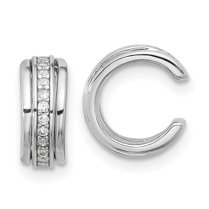 Sterling Silver Rhodium-Plated Polished CZ Pair of 2 Cuff Earrings
