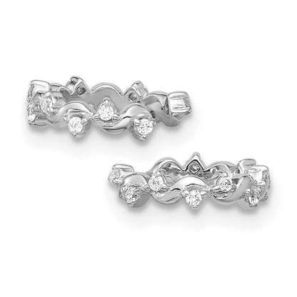 Sterling Silver Rhodium-Plated Polished CZ Pair of 2 Cuff Earrings