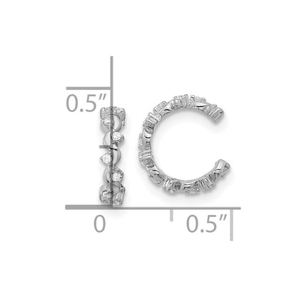 Sterling Silver Rhodium-Plated Polished CZ Pair of 2 Cuff Earrings