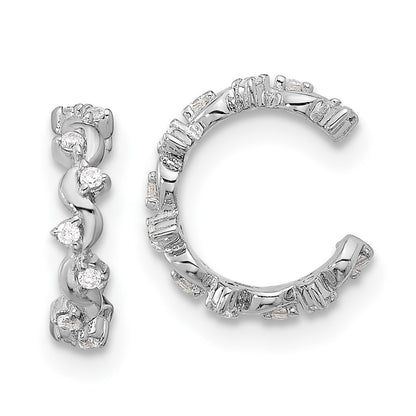 Sterling Silver Rhodium-Plated Polished CZ Pair of 2 Cuff Earrings