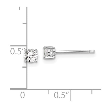 Sterling Silver Rhodium Plated 4mm Created White Sapphire Stud Earrings