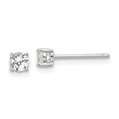 Sterling Silver Rhodium Plated 4mm Created White Sapphire Stud Earrings