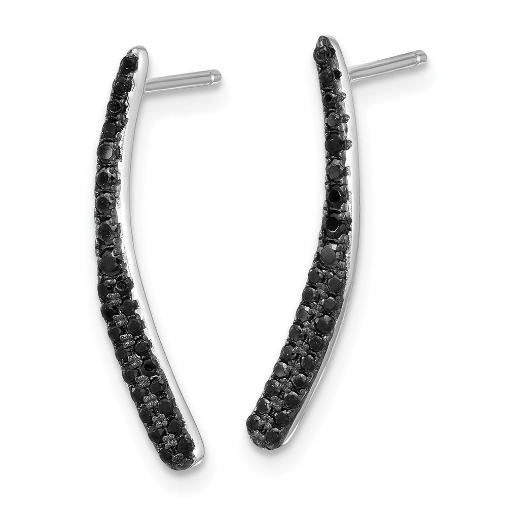 Sterling Silver Rhodium-Plated Polished Black CZ Post Dangle Earrings