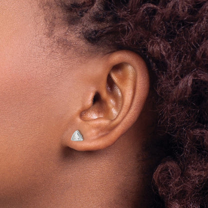 Sterling Silver Rhodium Plated Polished 4mm CZ Triangle Post Stud Earrings