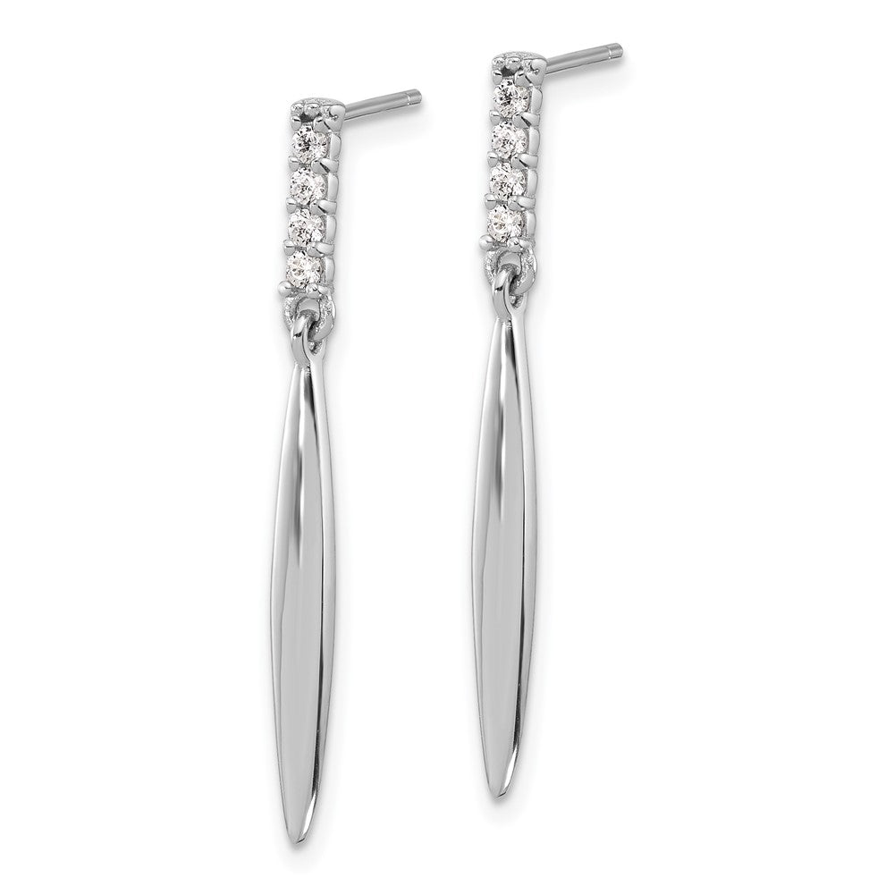 Sterling Silver Rhodium-Plated Polished CZ Post Dangle Earrings