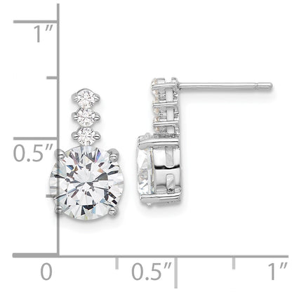 Sterling Silver Rhodium-Plated Polished 8mm CZ Post Dangle Earrings