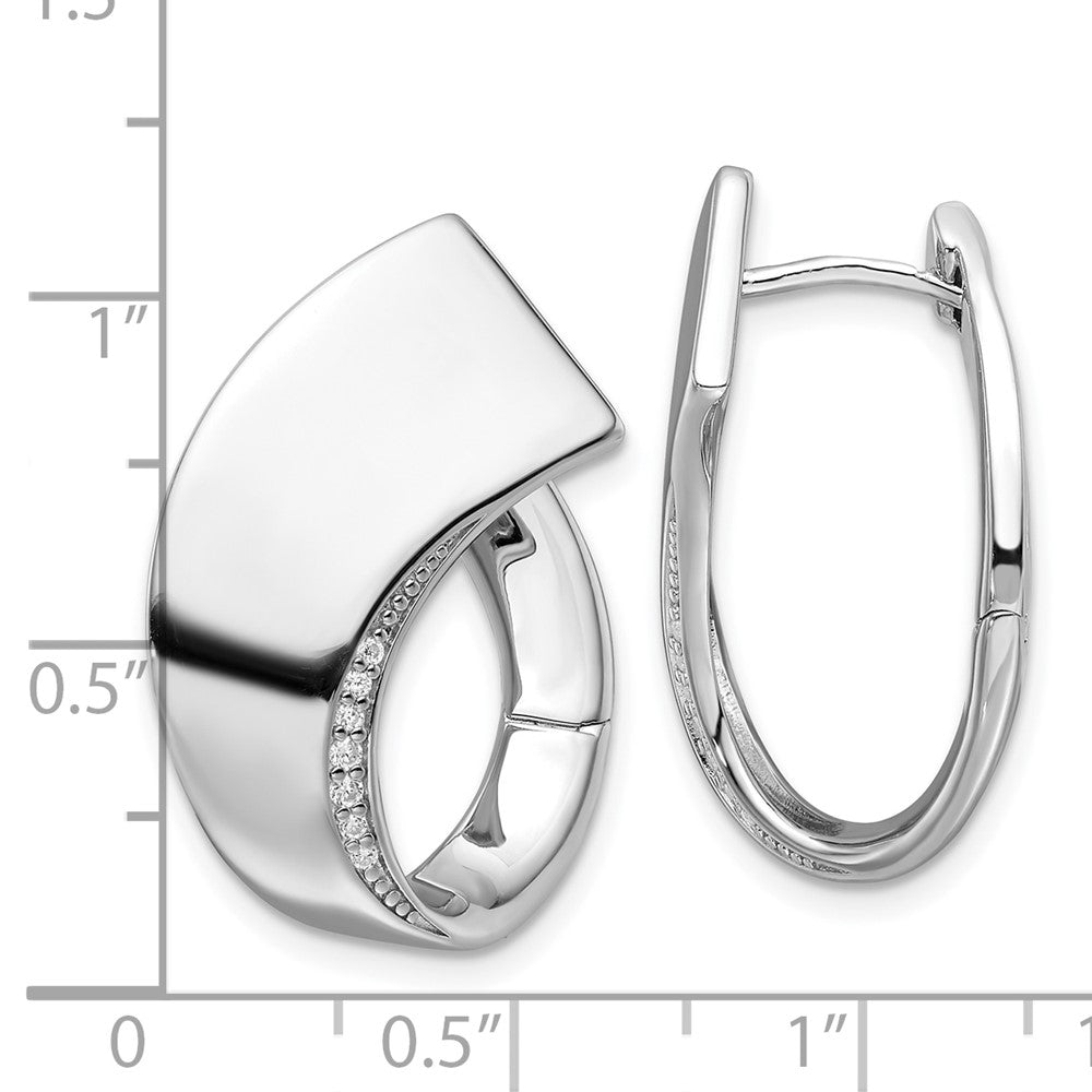Sterling Silver Rhodium-Plated Polished Fancy CZ Hoop Earrings