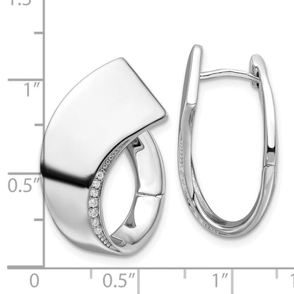 Sterling Silver Rhodium-Plated Polished Fancy CZ Hoop Earrings