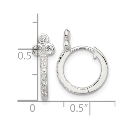 Sterling Silver E-Coated CZ Hinged Hoop Earrings