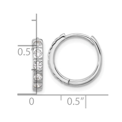 Sterling Silver Rhodium-Plated CZ 2.75mm Hinged Hoop Earrings