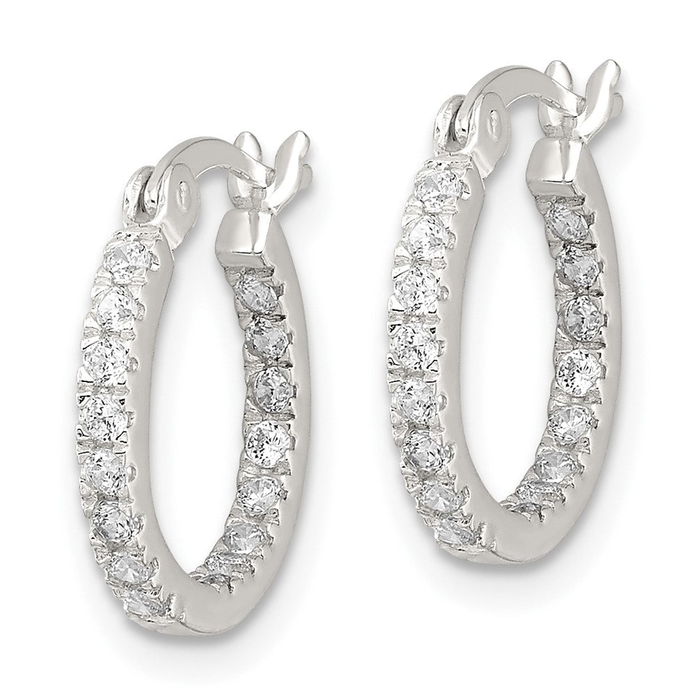Sterling Silver Polished CZ In/out Round Hoop Earrings