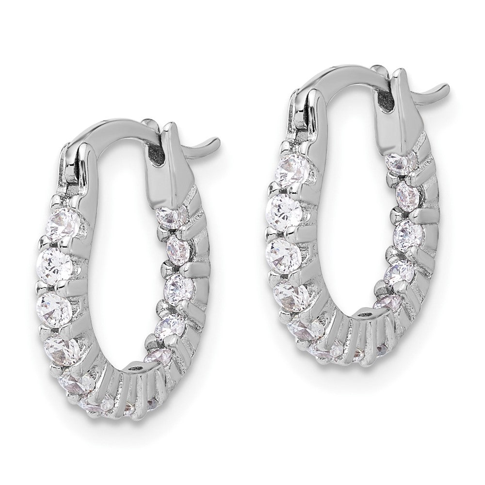 Sterling Silver Rhodium-Plated 2mm CZ In/out Hoop Earrings
