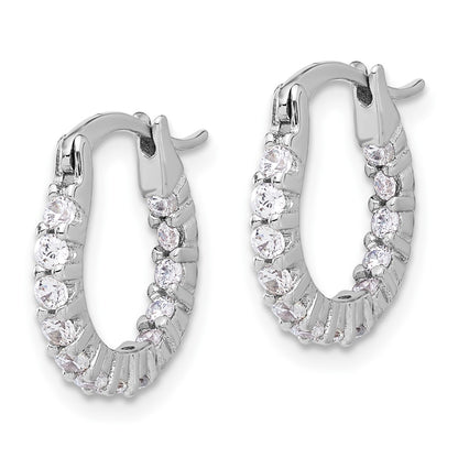 Sterling Silver Rhodium-Plated 2mm CZ In/out Hoop Earrings