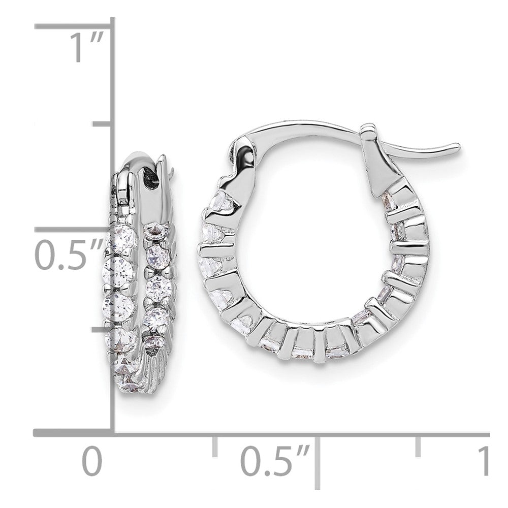 Sterling Silver Rhodium-Plated 2mm CZ In/out Hoop Earrings
