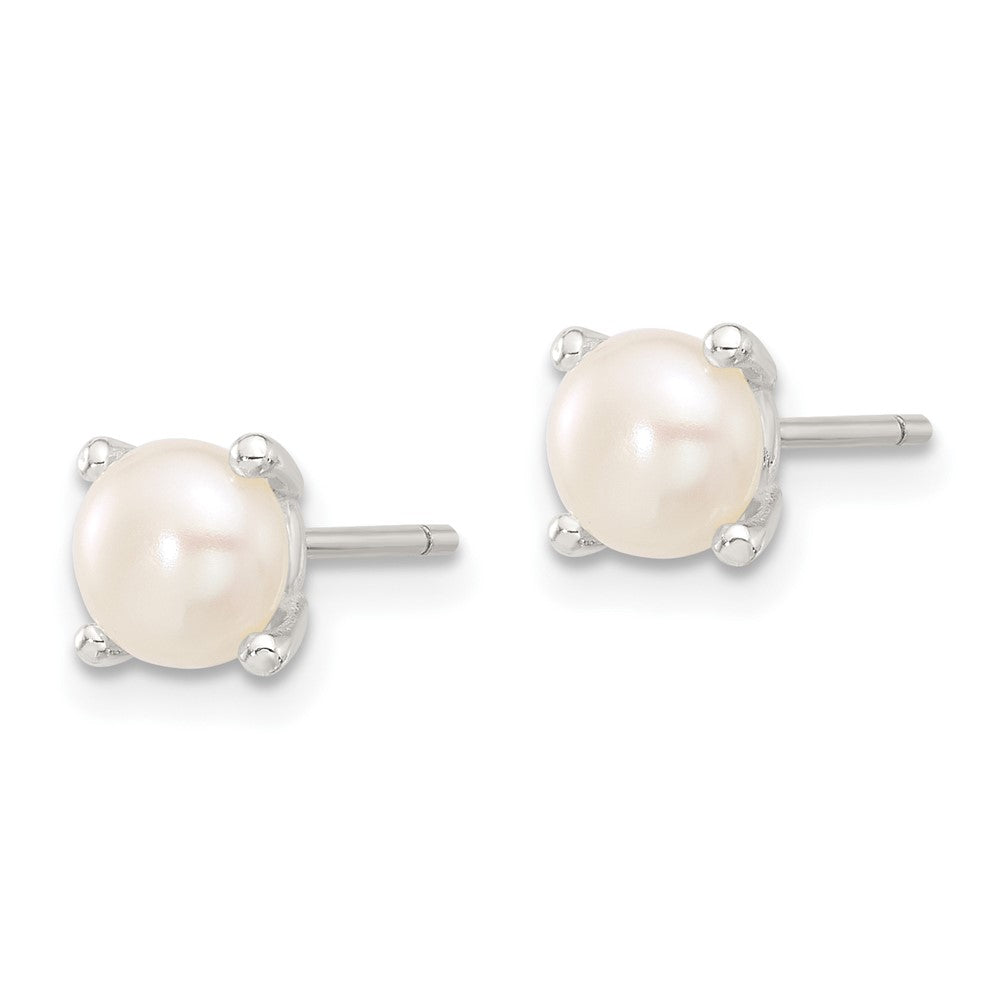 Sterling Silver E-Coating 6mm Fwc Pearl Post Earrings