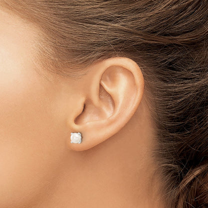 Sterling Silver E-Coating 6mm Fwc Pearl Post Earrings