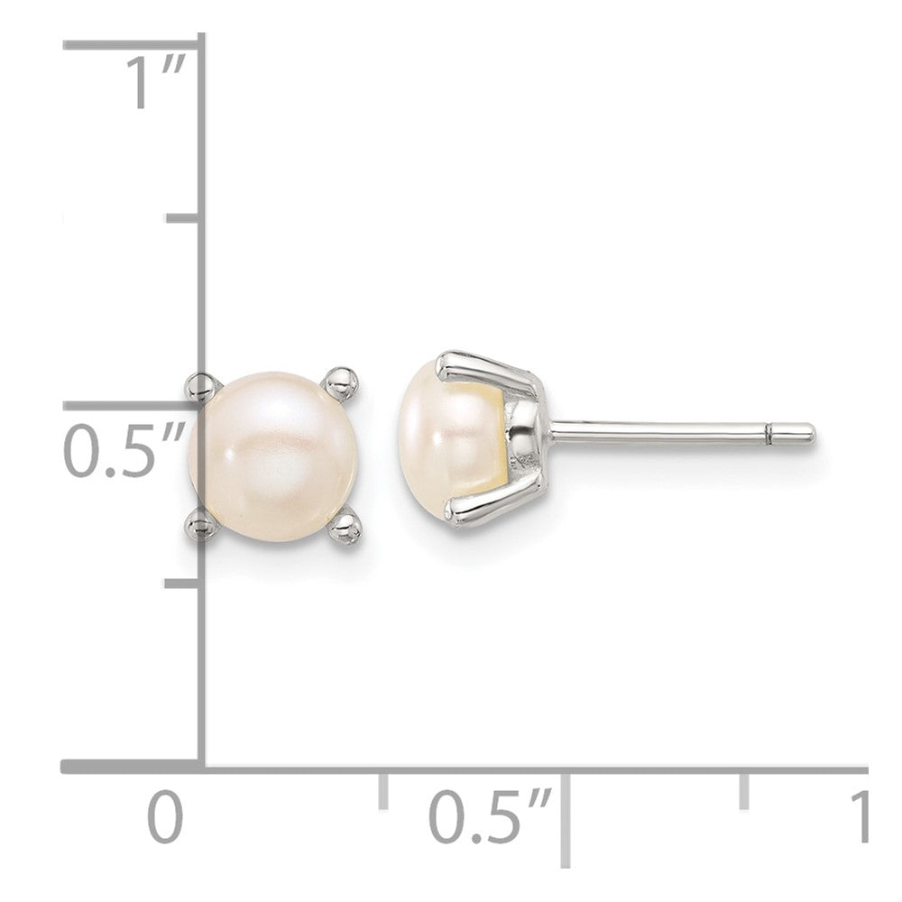 Sterling Silver E-Coating 6mm Fwc Pearl Post Earrings