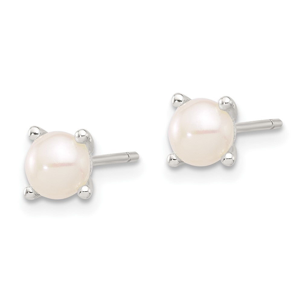 Sterling Silver E-Coating 5mm Fwc Pearl Post Earrings