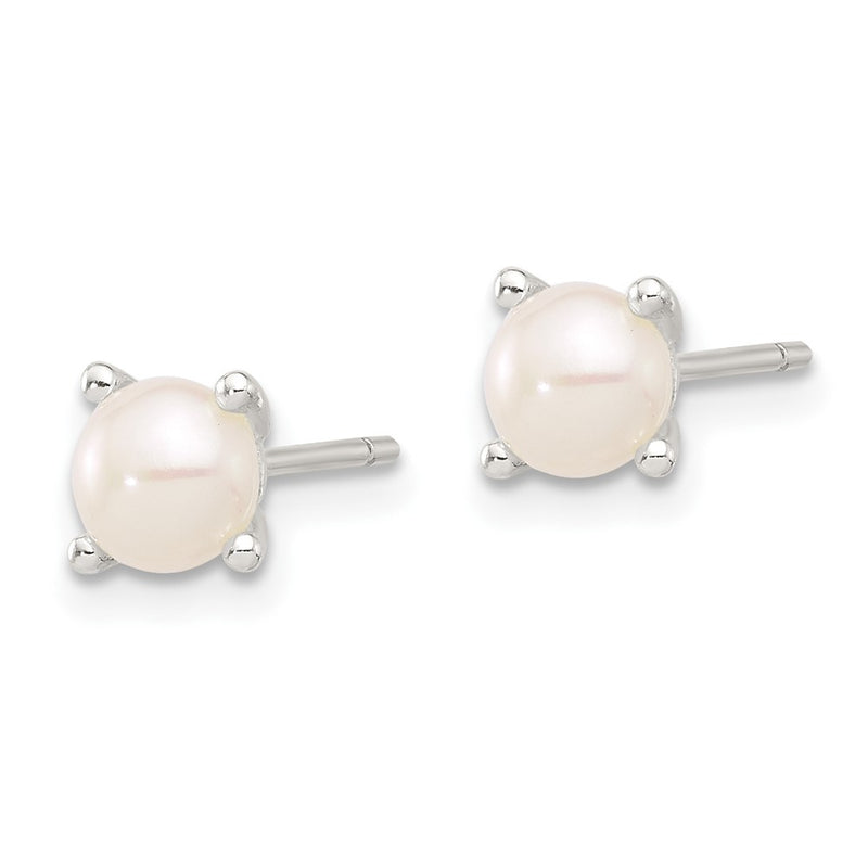 Sterling Silver E-Coating 5mm Fwc Pearl Post Earrings