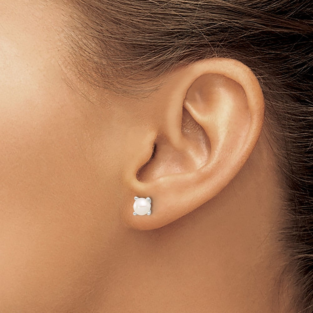 Sterling Silver E-Coating 5mm Fwc Pearl Post Earrings