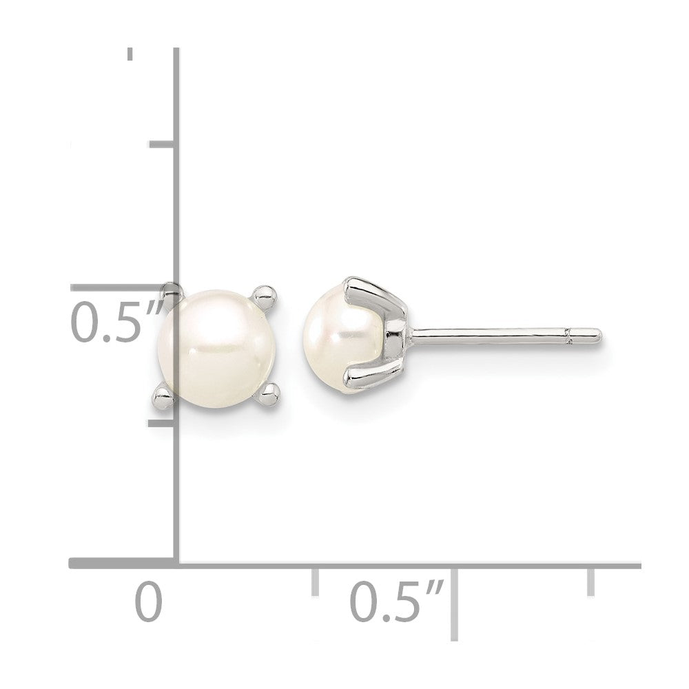Sterling Silver E-Coating 5mm Fwc Pearl Post Earrings