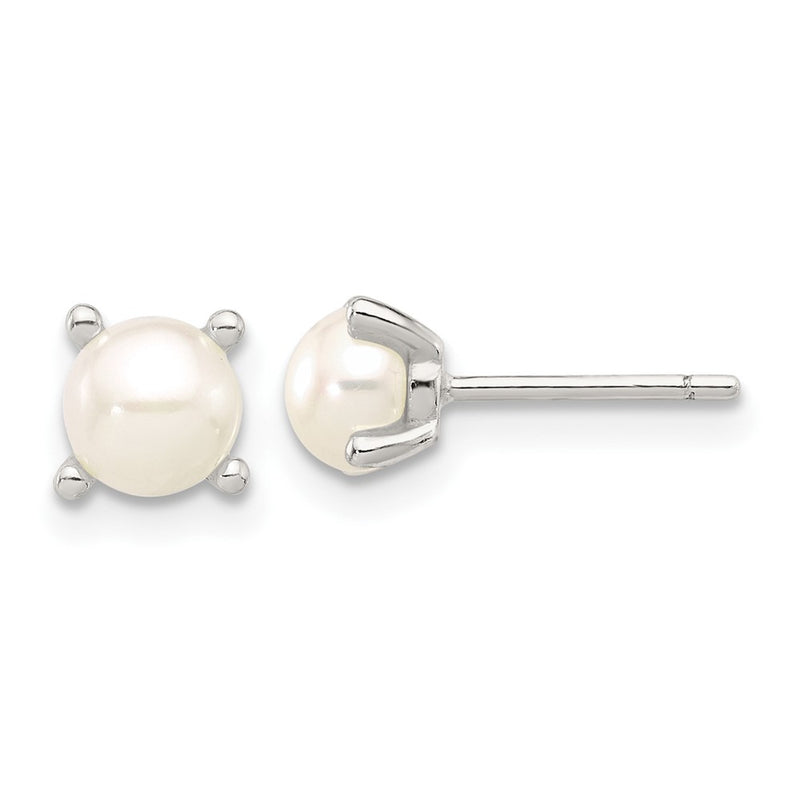 Sterling Silver E-Coating 5mm Fwc Pearl Post Earrings