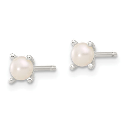 Sterling Silver E-Coating 4mm Fwc Pearl Post Earrings